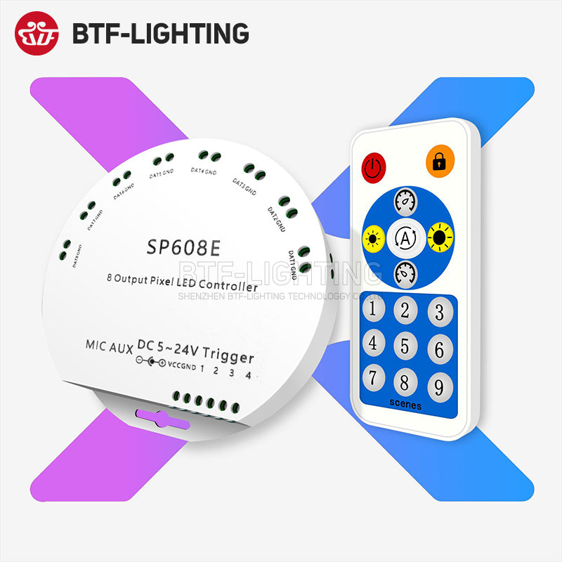 BTF-LIGHTING SP608E 8-output LED controller for Lit FX multi-branch chase lighting