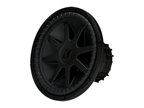 Kicker CompVX 15-inch subwoofer left three-quarter view