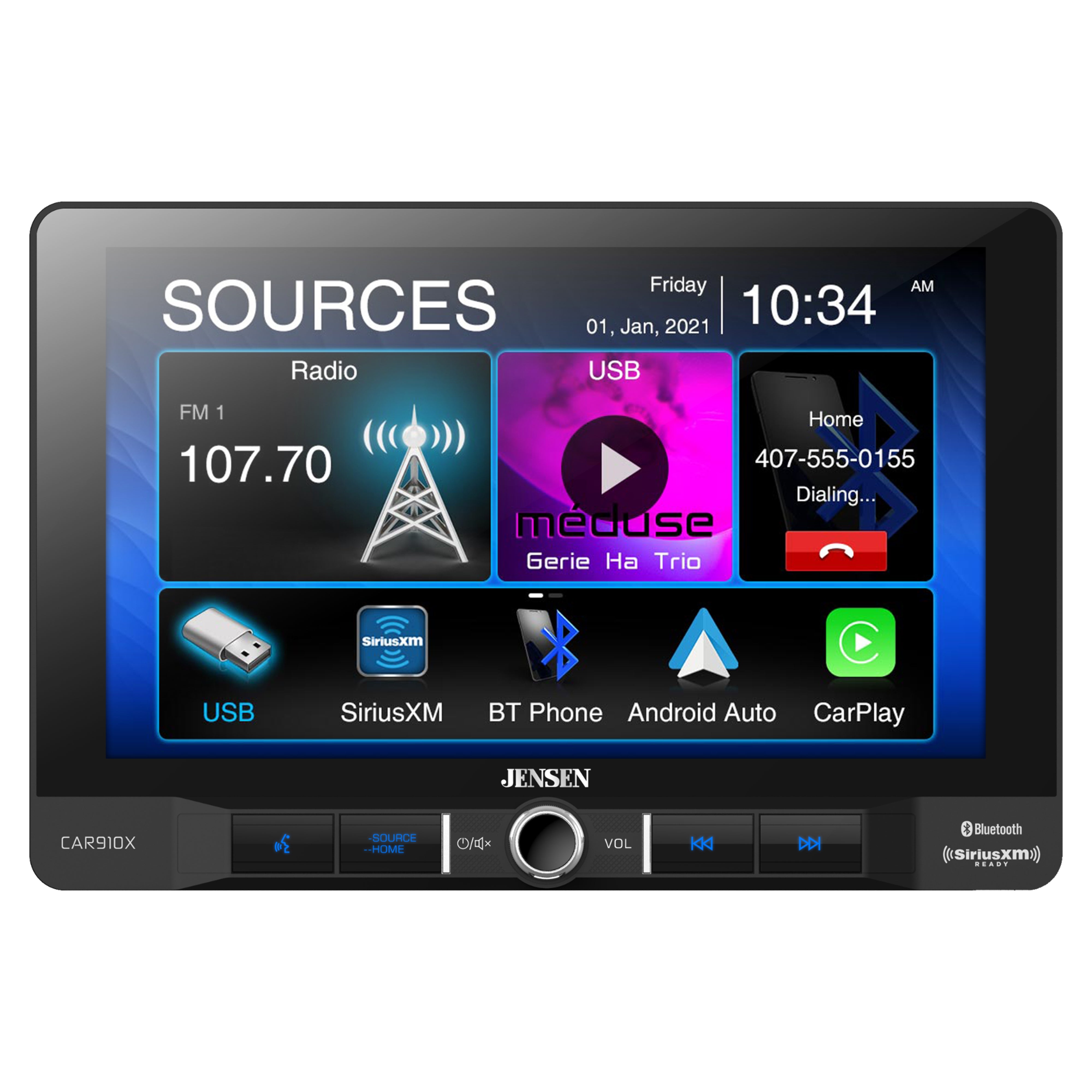 Jensen 9" Touchscreen Bluetooth 1 DIN Radio w/ Apple CarPlay & Android Auto