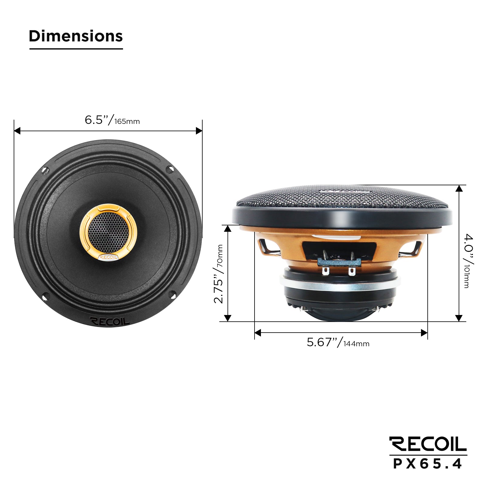 Recoil Audio PX65.4 Speakers product image at SMS Car Audio