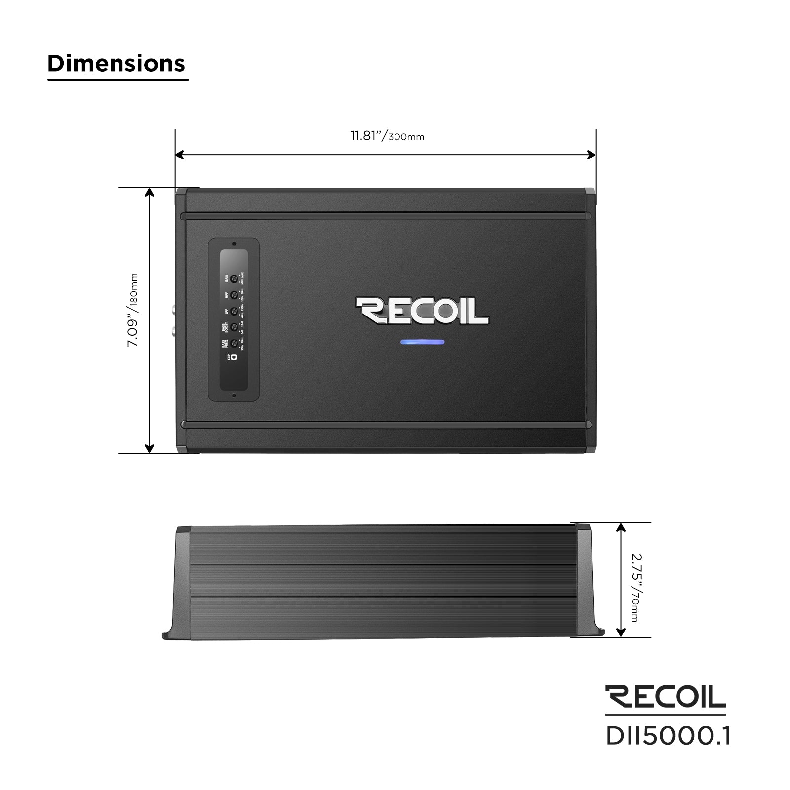 Recoil Audio DII5000.1 Amplifier product image at SMS Car Audio