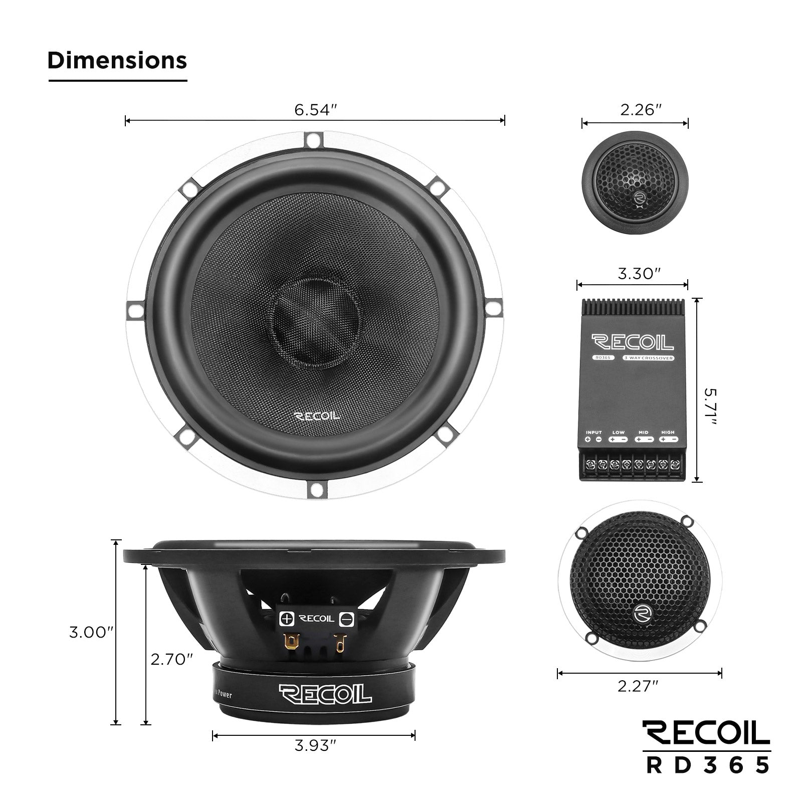 RD365 - 6.5" 3-Way Component Speaker System