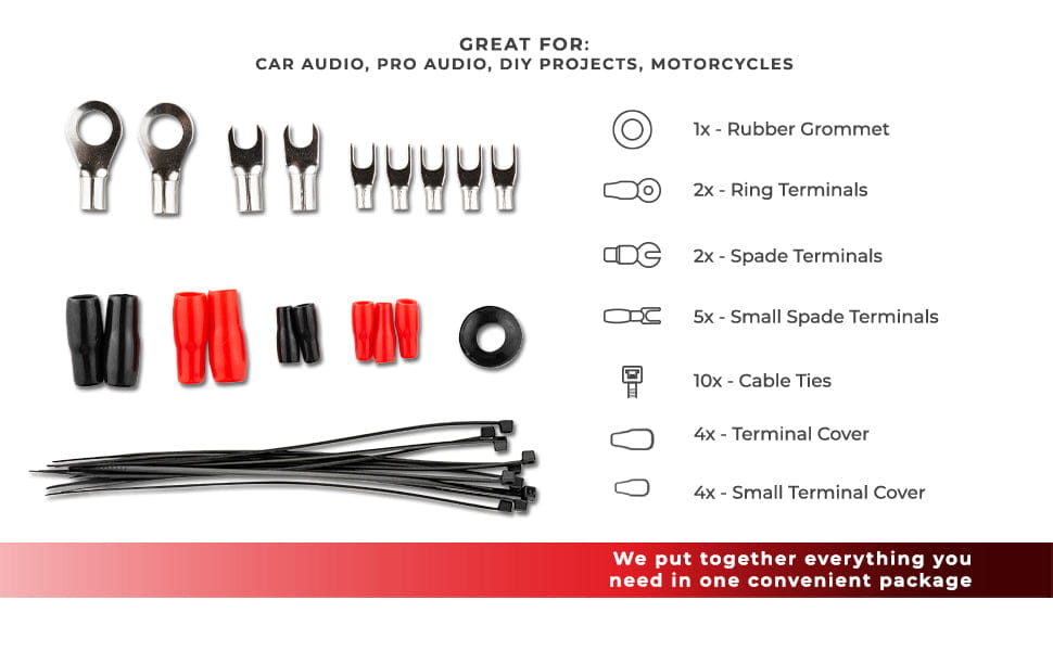 8 - ga Amplifier Installation Kit - red