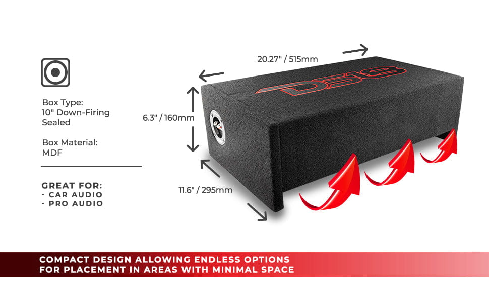 10’’ Loaded Amplified Shallow Down Fire Subwoofer