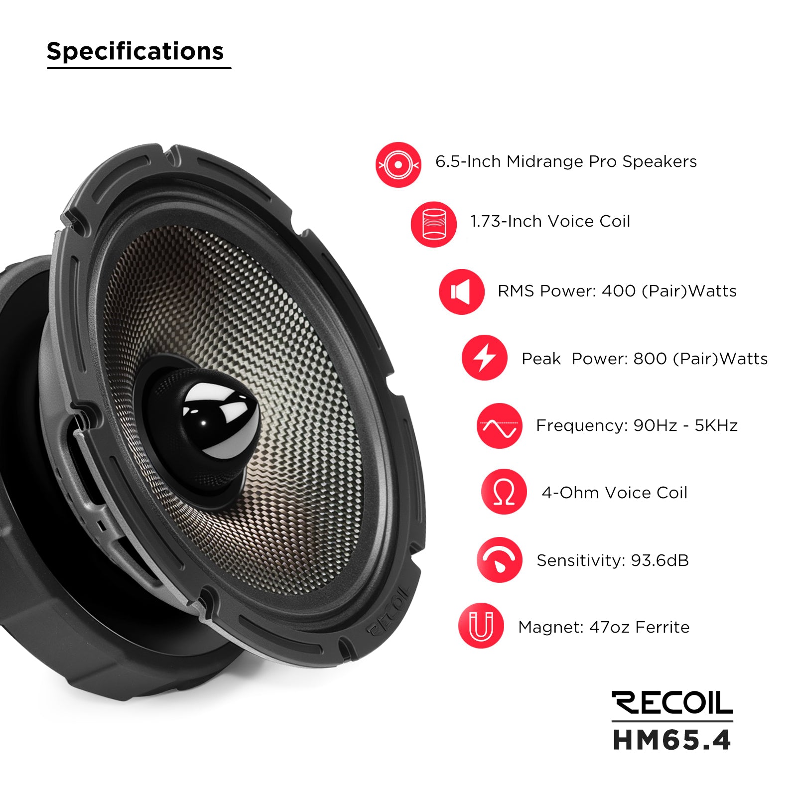 Recoil Audio HM65.4 6.5-Inch Pro Midrange Speaker