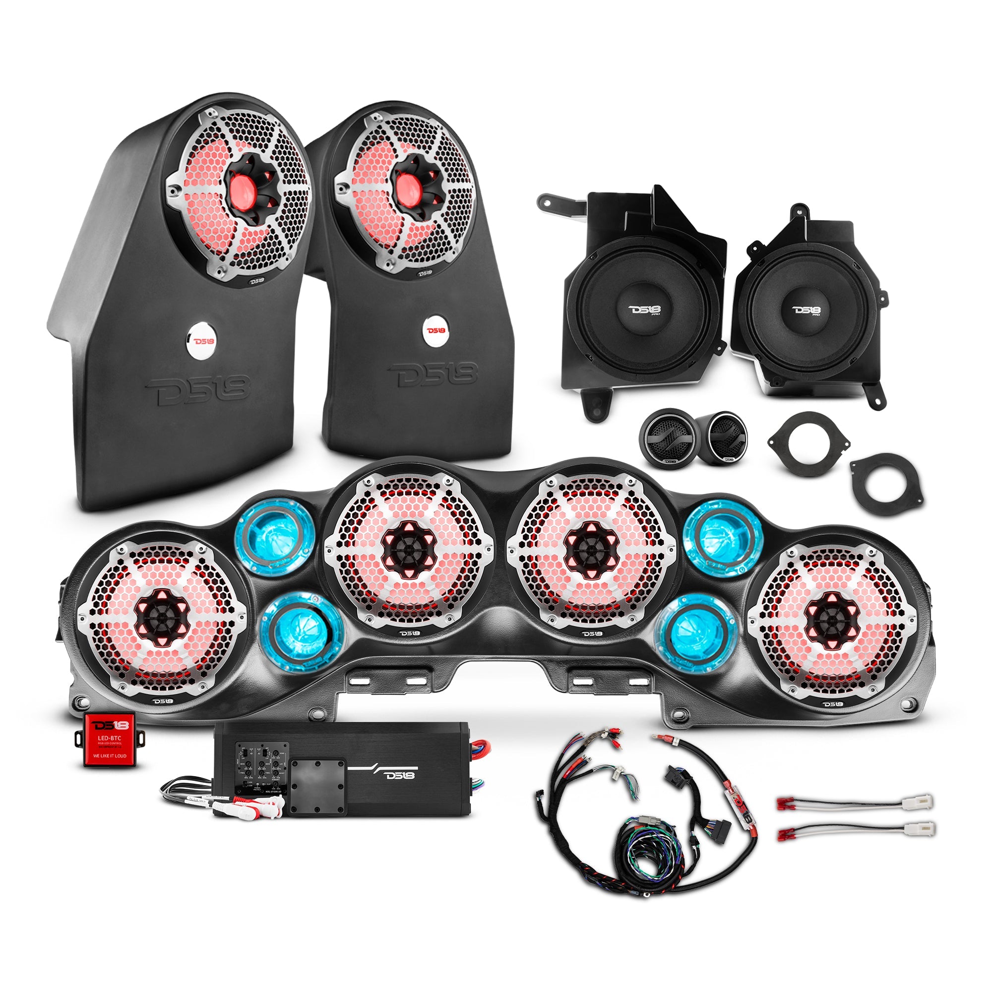 Jeep JL Wrangler 2018–2023 Complete Audio Package – Loaded Sound Bar, Dash Enclosures, Subwoofers & Amplifier