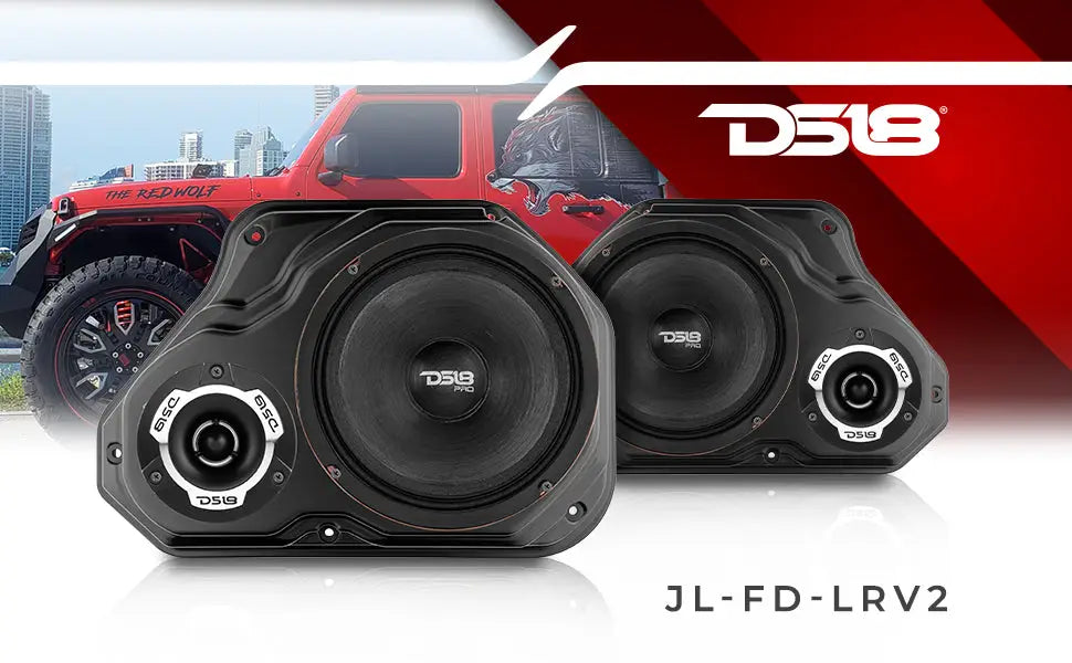 DS18 JL-FD-LRV2 Jeep JL JLU JT front door speaker panels for short-armrest models