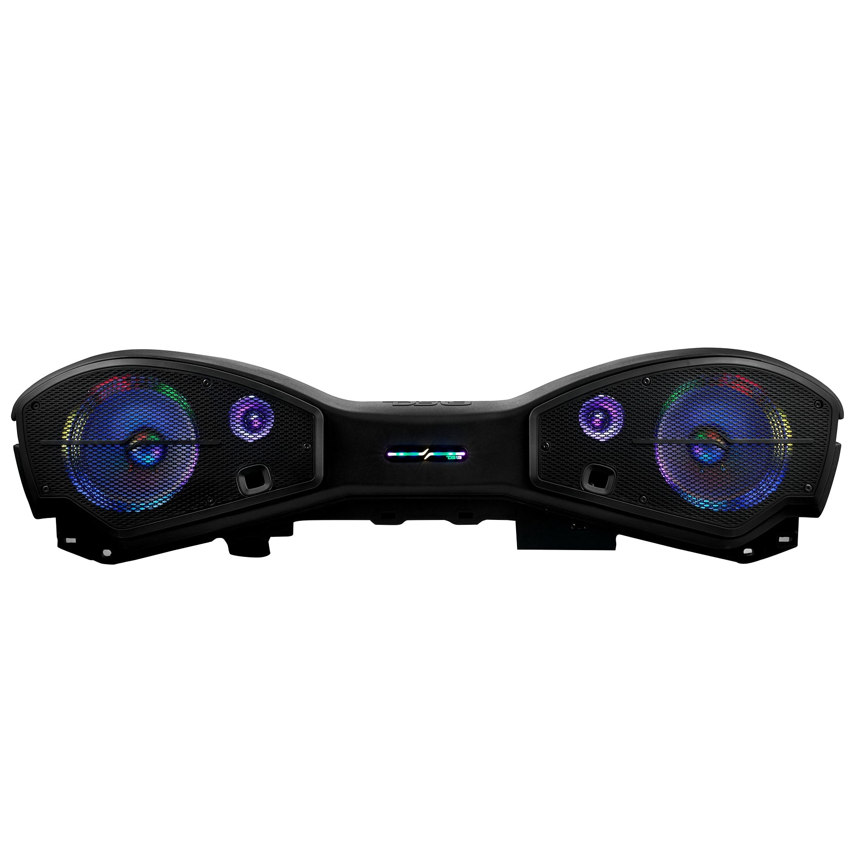 DS18 JL24-SBAR22/BKLD black 2024+ Jeep JL JLU JT loaded overhead sound bar with two 8PRO300MB midbass speakers and two PRO-TWX1 tweeters