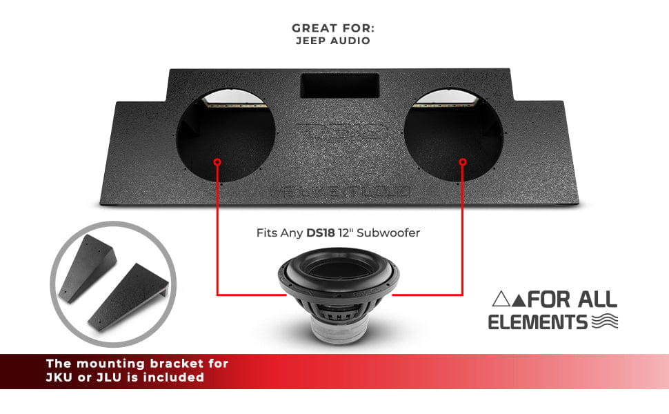 Jeep Jku/jlu Down Firing Subwoofer Enclosure 2 x 12’’