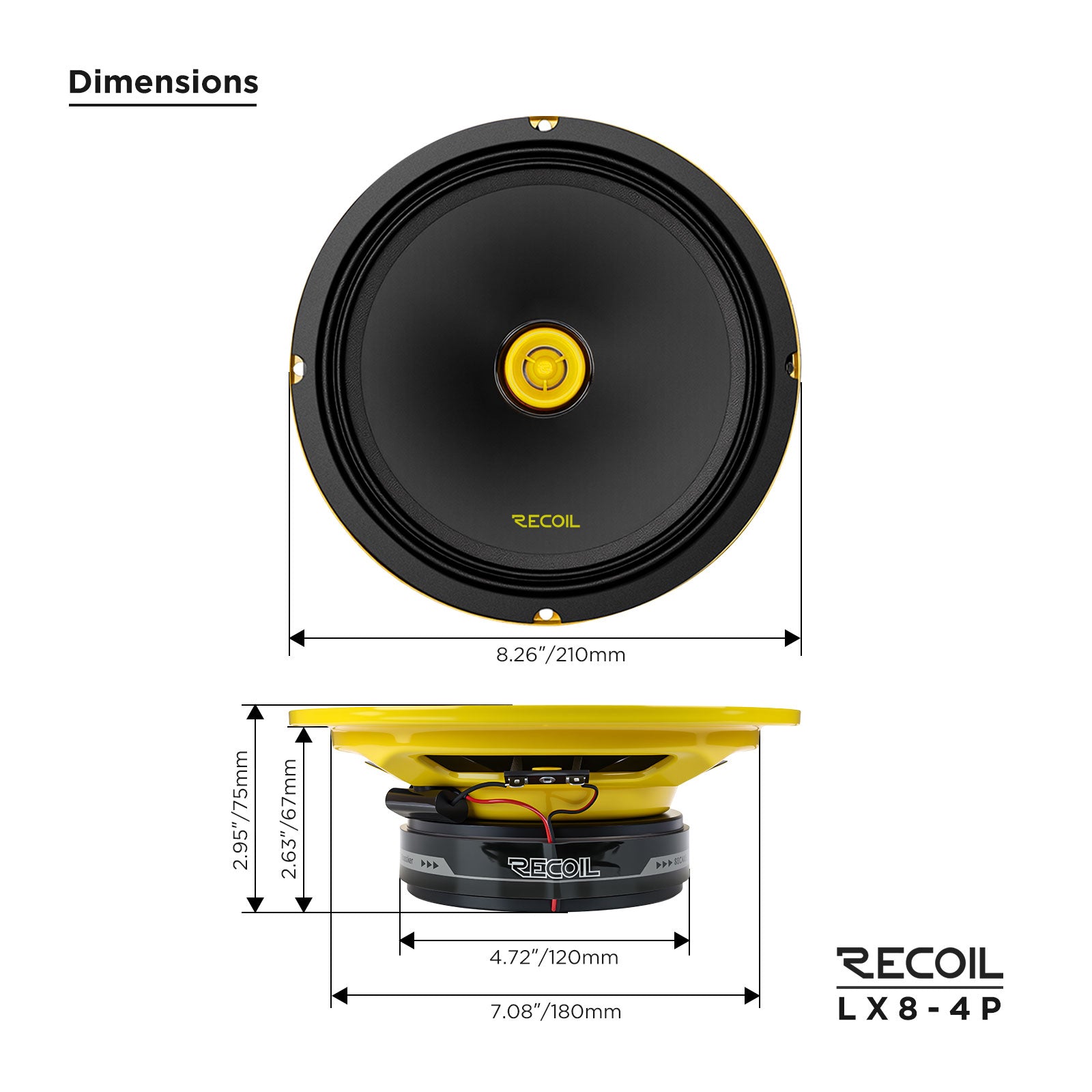LX8-4P 8″ Pro Horn Coaxial Speaker – 320W Max, 95dB Sensitivity, 4Ω, Bullet Tweeter, 33oz Ferrite Magnet, 1.5″ KSV Voice Coil – High-Output Shallow Mount for Car, Truck, UTV, ATV, Golf Cart – Pair product image at SMS Car Audio