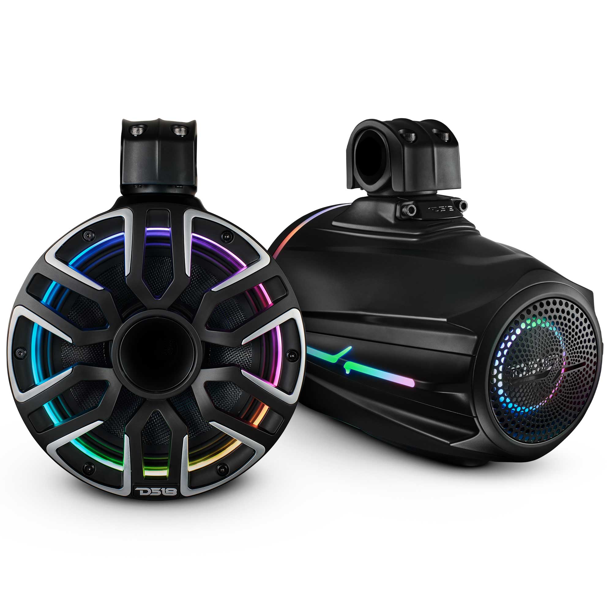 NVY 8” Marine Tower Speaker With Neodymium Magnet, Kevlar Cone, Compression Driver & Digital LED Lights | 200W RMS 4-Ohm