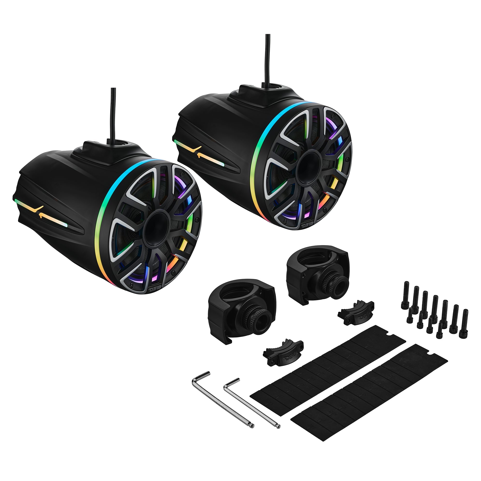 NVY 8” Marine Tower Speaker With Neodymium Magnet, Kevlar Cone, Compression Driver & Digital LED Lights | 200W RMS 4-Ohm