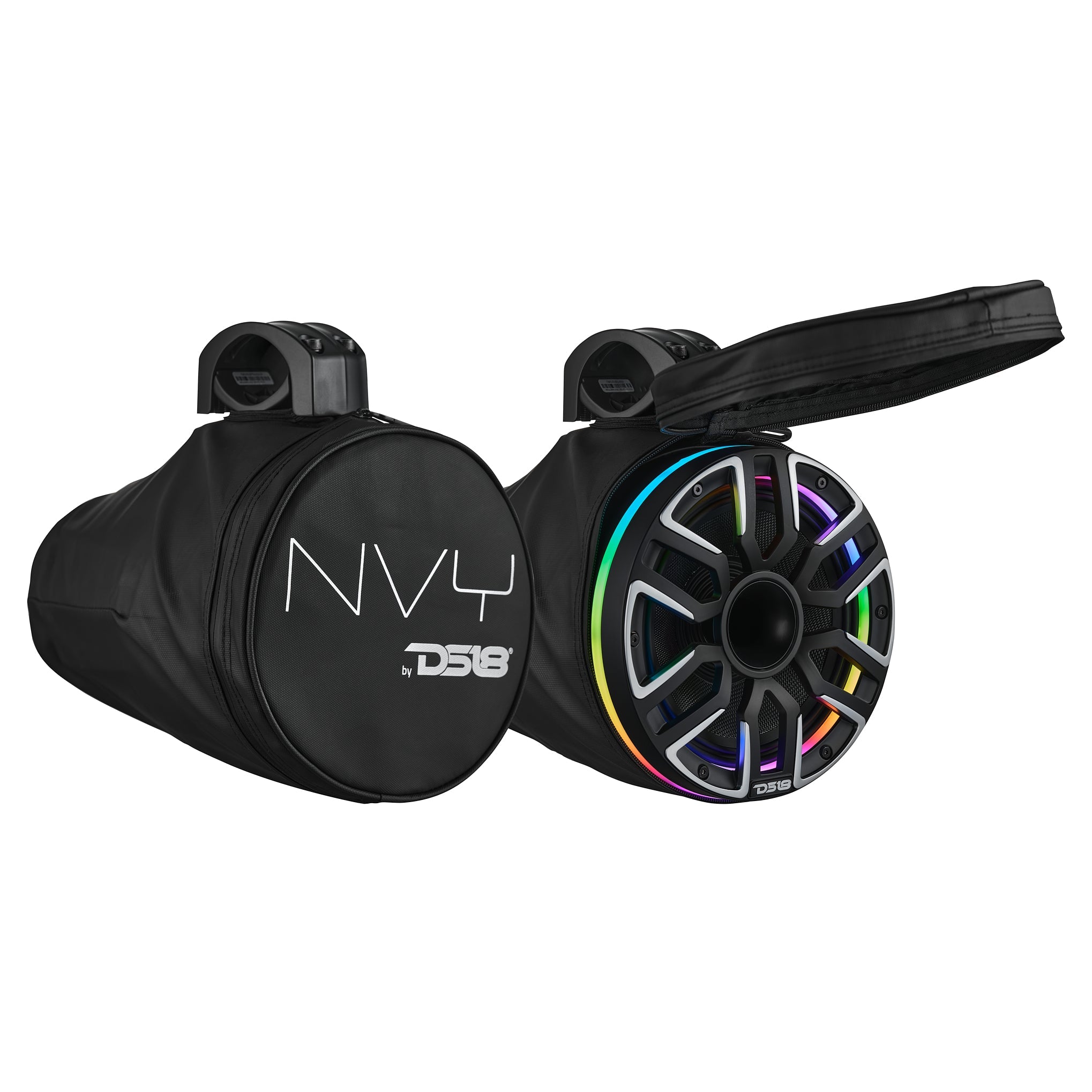 NVY 8” Marine Tower Speaker With Neodymium Magnet, Kevlar Cone, Compression Driver & Digital LED Lights | 200W RMS 4-Ohm