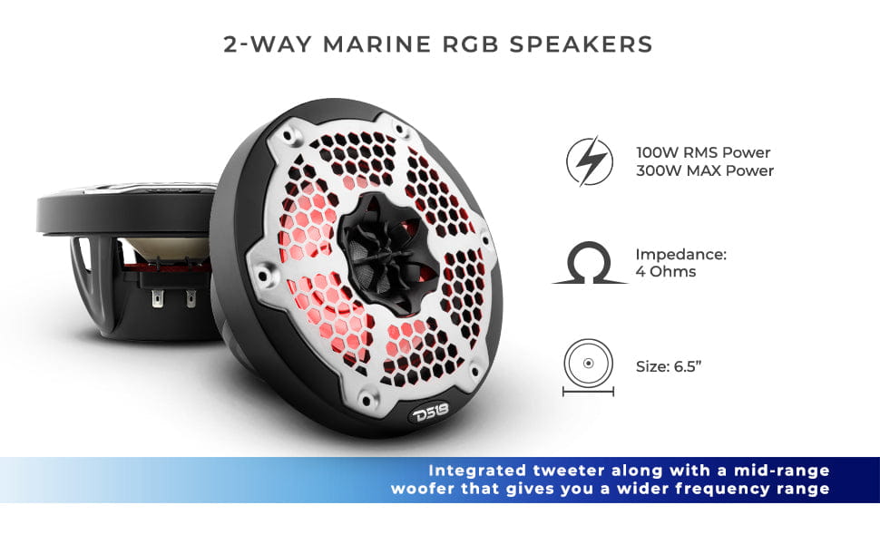 Nxl 6.5’’ 2-way Coaxial Marine Speaker with Led Rgb