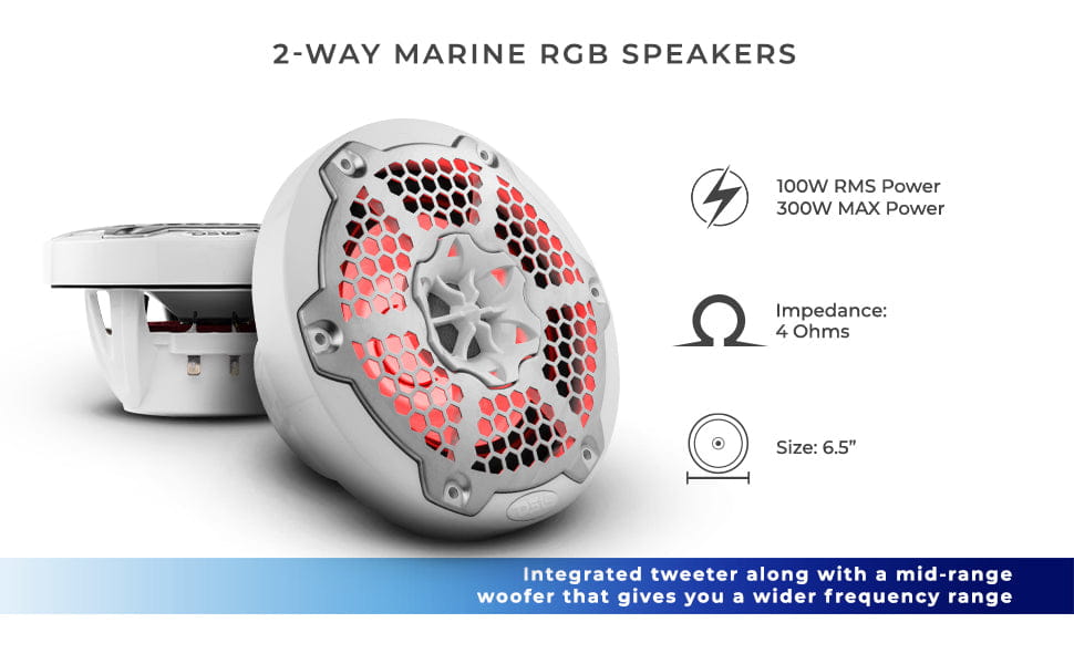 Nxl 6.5’’ 2-way Coaxial Marine Speaker with Led Rgb