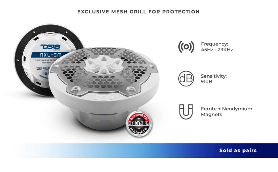 Nxl 6.5’’ 2-way Coaxial Marine Speaker with Led Rgb