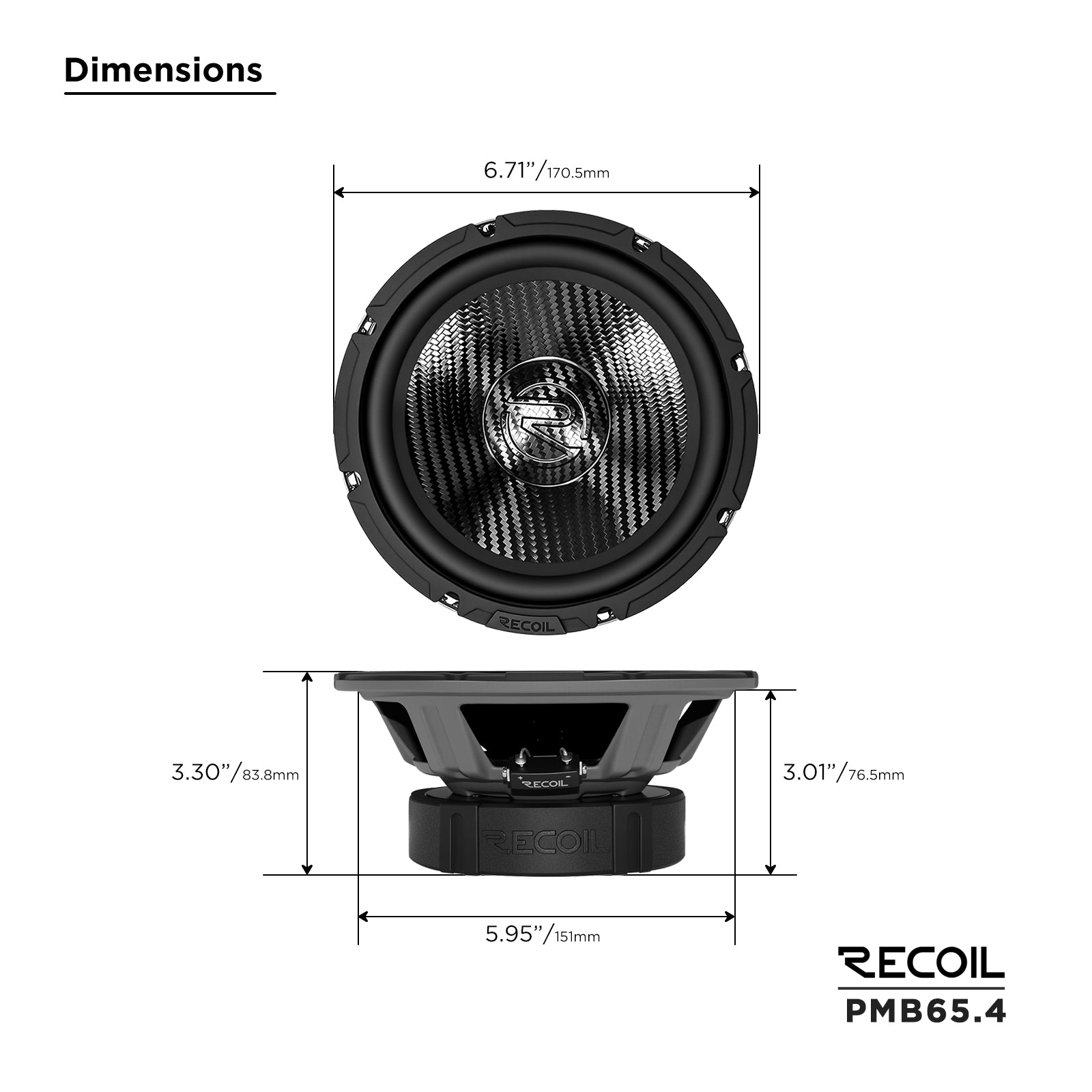 Recoil Audio PMB65.4 6.5-Inch Pro Midbass Speaker