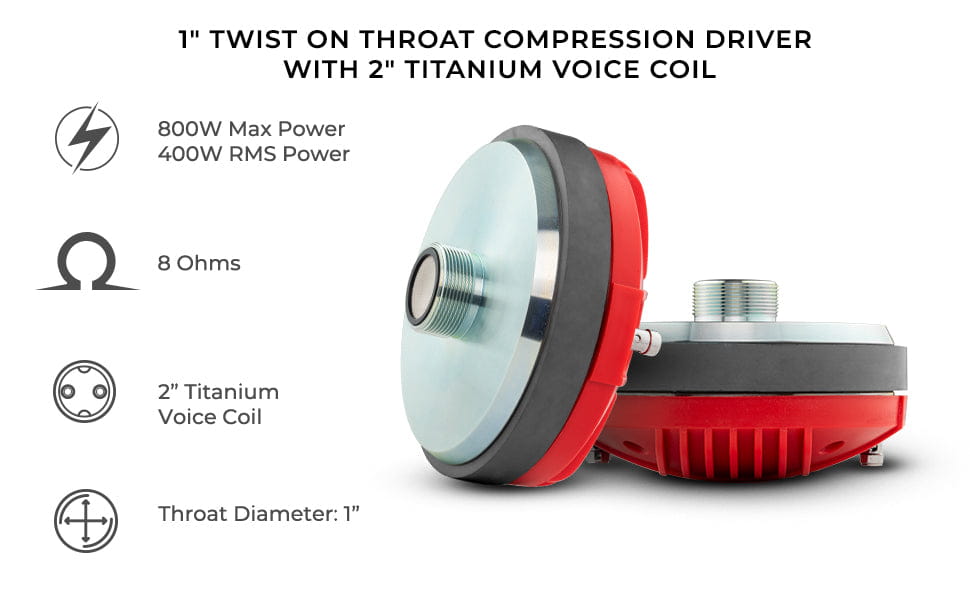 1’’ Throat Twist on Driver 400 Watts 2’’ Titanium Vc 8-ohm