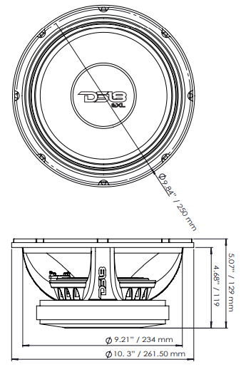 Pro-exl 10’’ Mid-bass Loudspeaker 600 Watts Rms 8-ohm