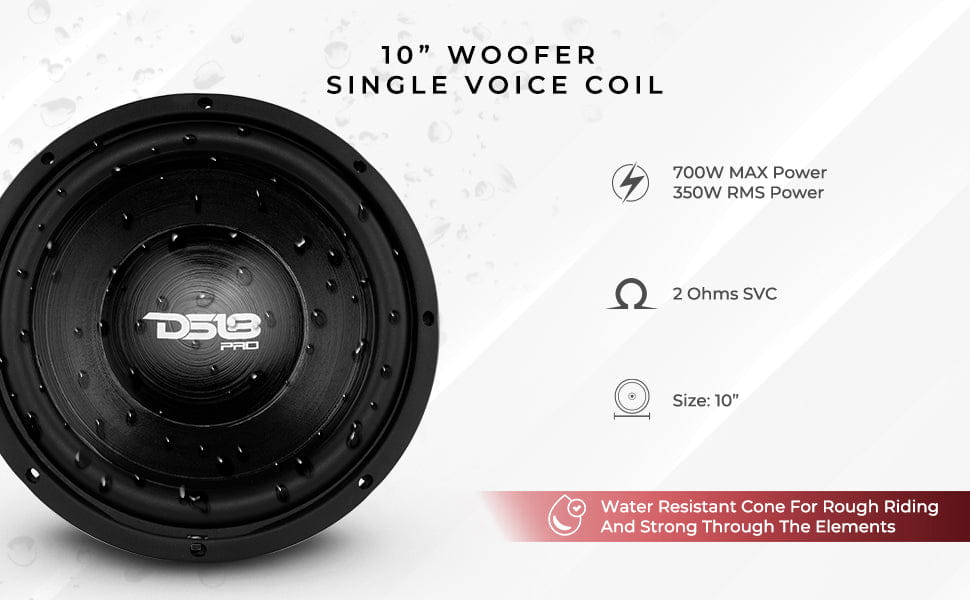 Pro 10’’ Water Resistant Woofer 350 Watts Rms 2-ohm Svc