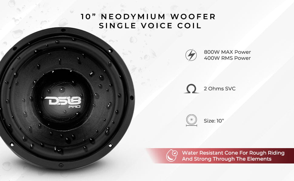 Pro 10’’ Neodymium Water Resistant Woofer 400 Watts Rms