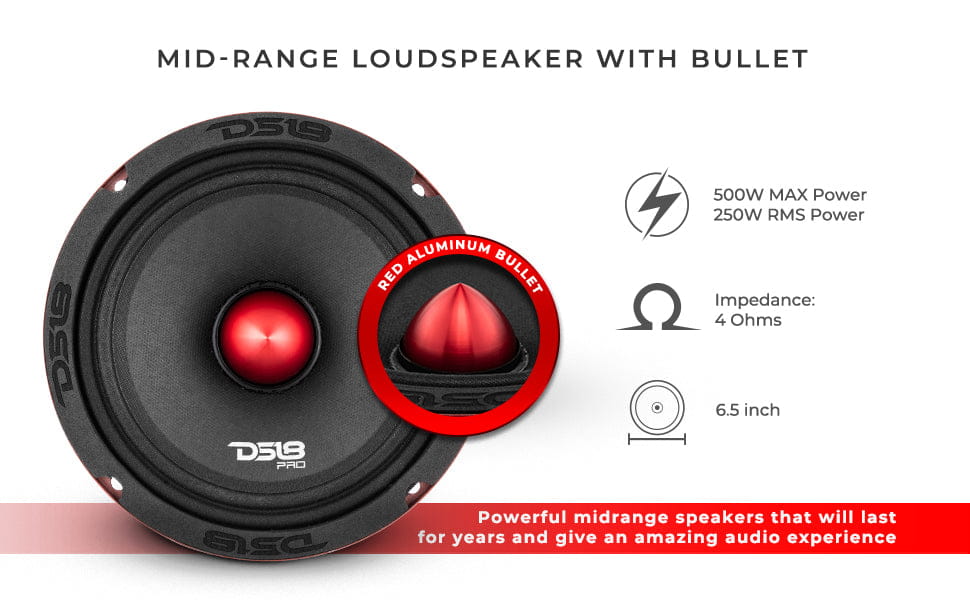 Pro-x 6.5’’ Mid-range Bullet Loudspeaker 250 Watts Rms 4-ohm