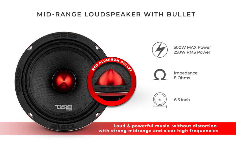 Pro-x 6.5’’ Mid-range Bullet Loudspeaker 250 Watts Rms 8-ohm