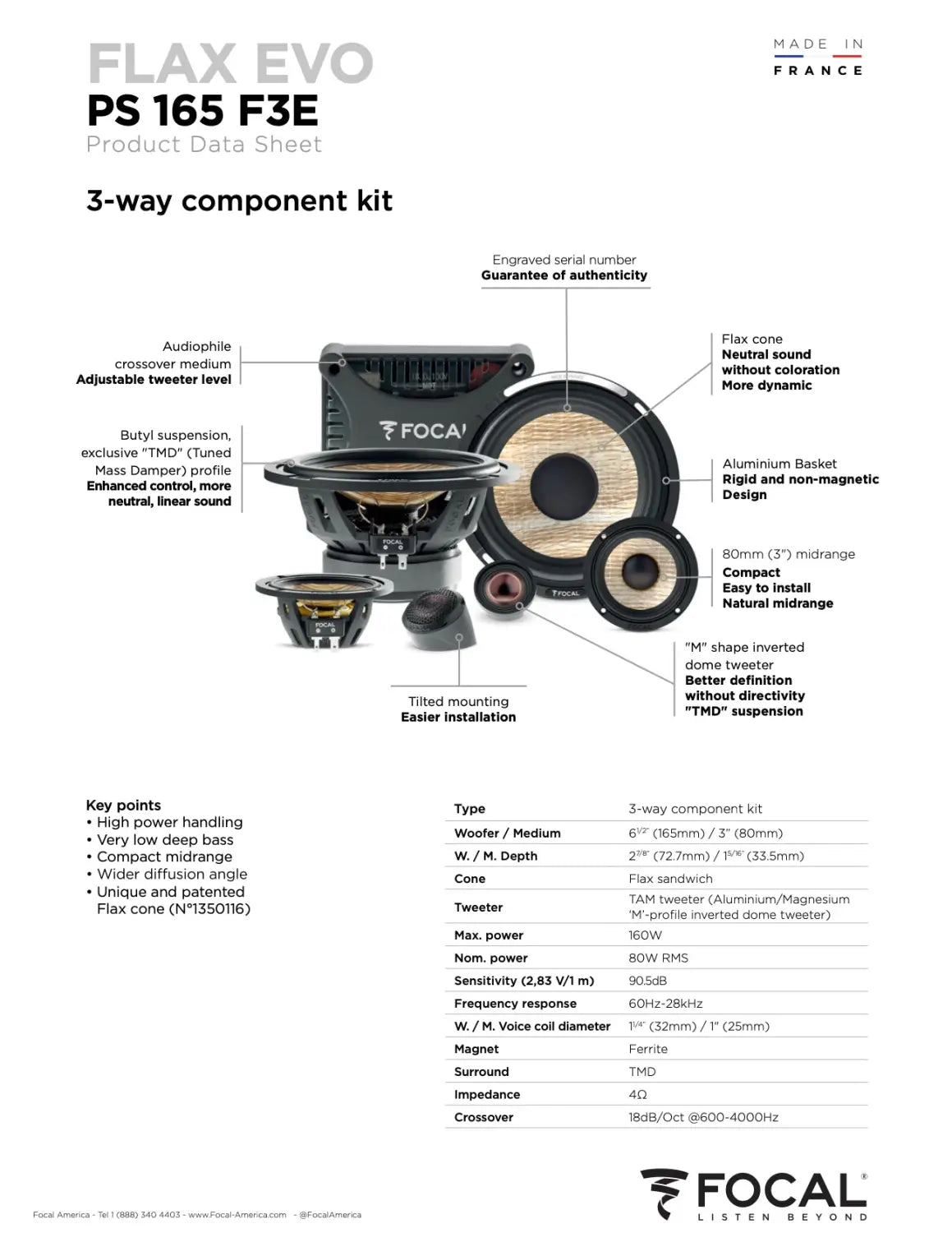 Ps 165 F3e Focal Flax Evo 6.5’’ 3-way Component