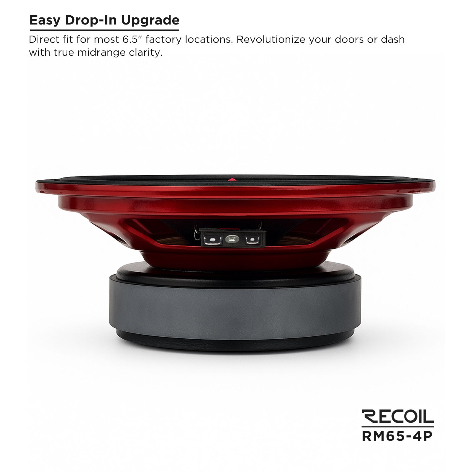 Recoil RM65-4P 6.5″ Midrange Car Speakers Pair – 200W RMS (400W Max) 4Ω – 93dB Sensitivity – Pressed Paper Cone &amp; KSV Voice Coil – Red Storm Series Sale