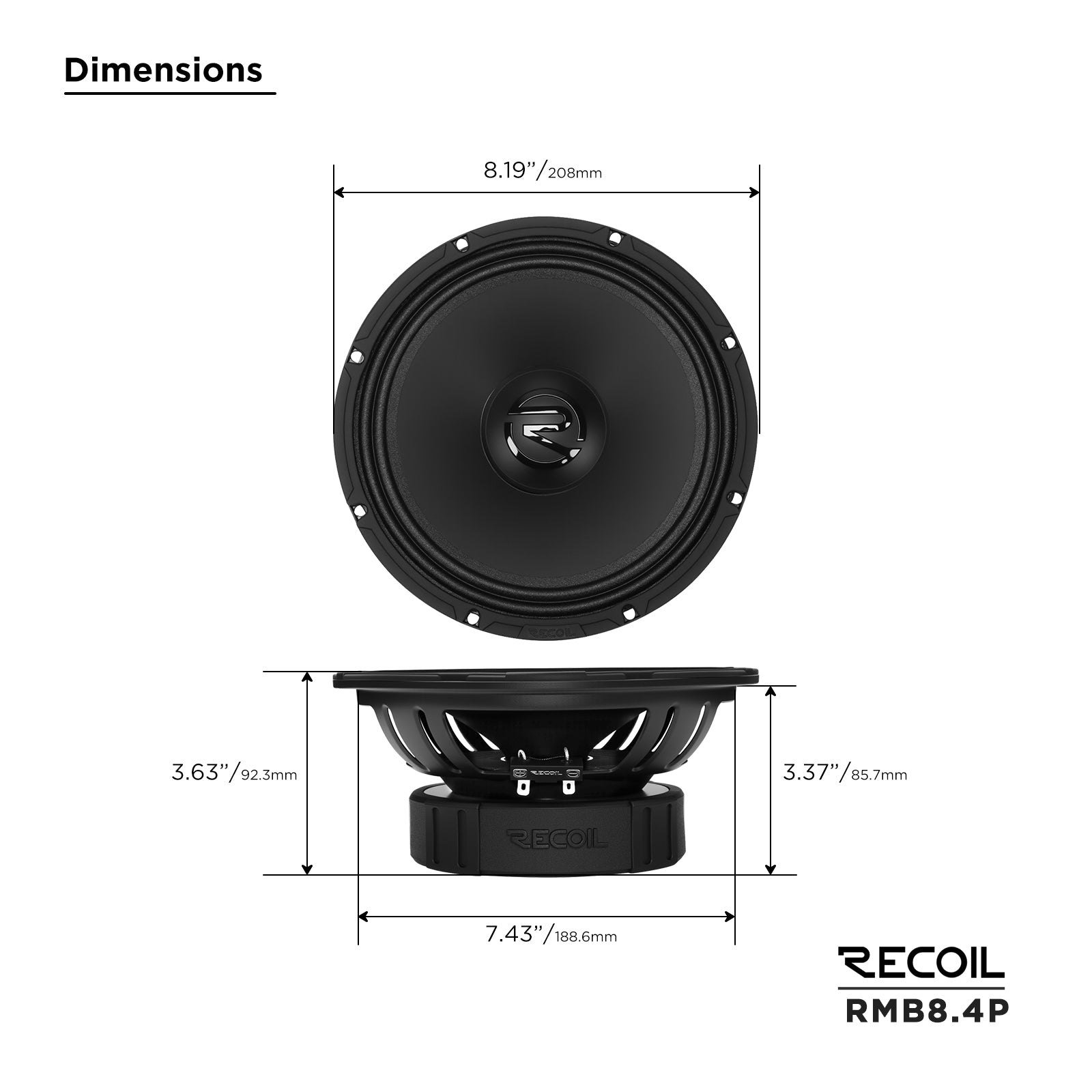 Recoil Audio RMB8-4P 8-Inch Pro Midbass Speaker