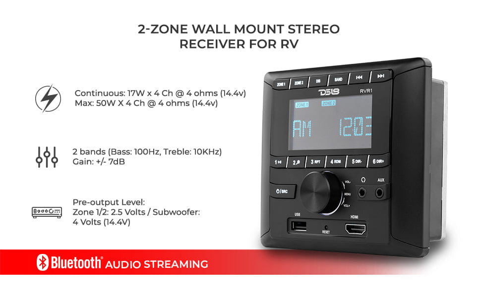 Rv and Trailers Headunit 2.75’’ Lcd Screen 2 Zones 4