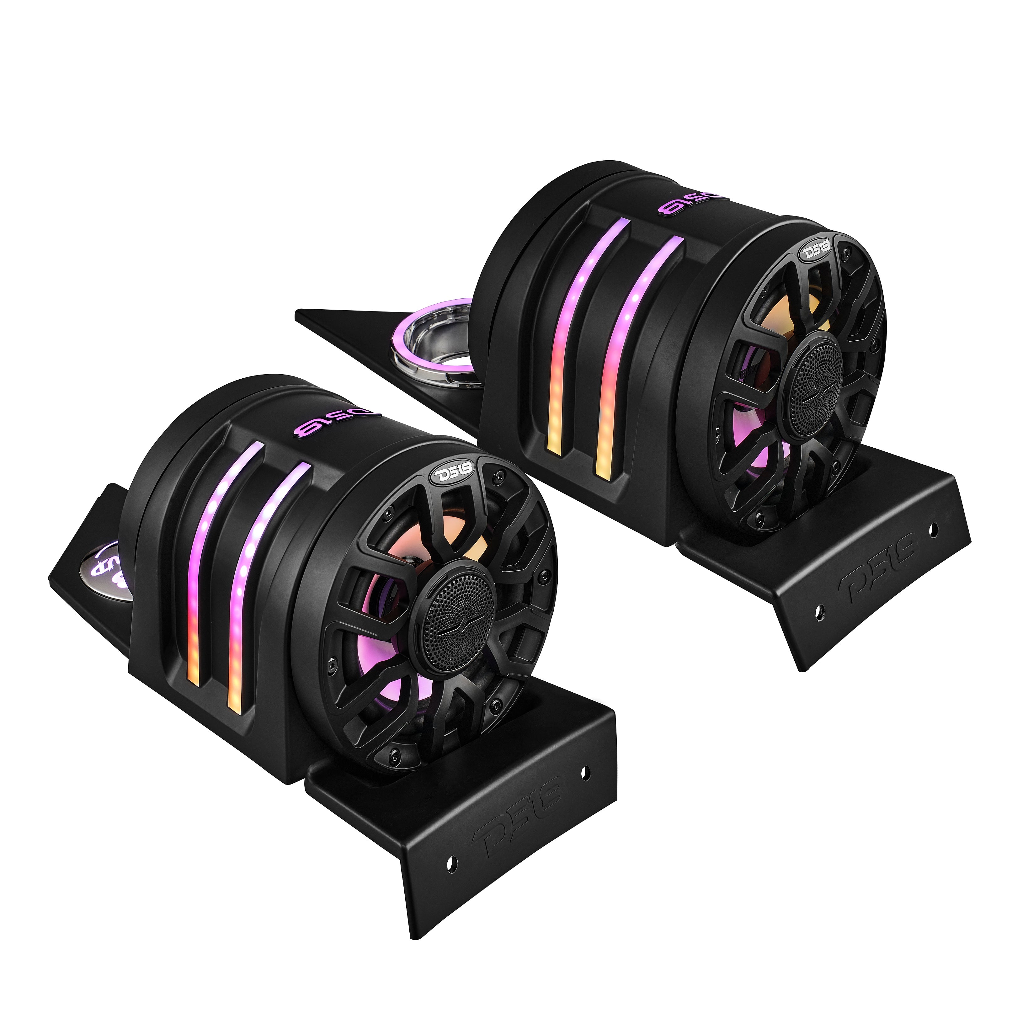 Polaris Slingshot Headrest Speaker Pods Loaded | 2 x NXL-IQ6/BK Speakers and Digital LED Lights | 2015 - Current