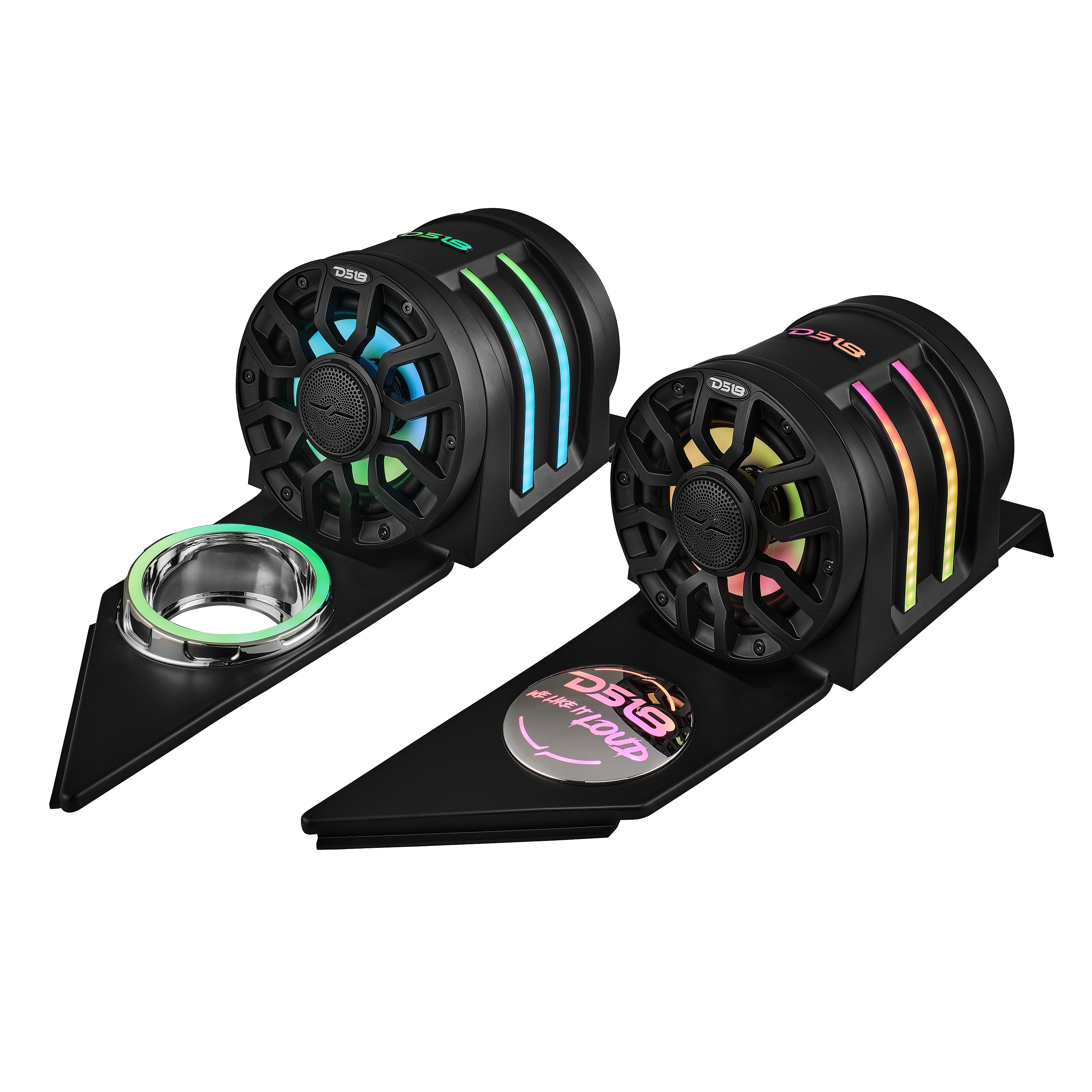 Polaris Slingshot Headrest Speaker Pods Loaded | 2 x NXL-IQ6/BK Speakers and Digital LED Lights | 2015 - Current