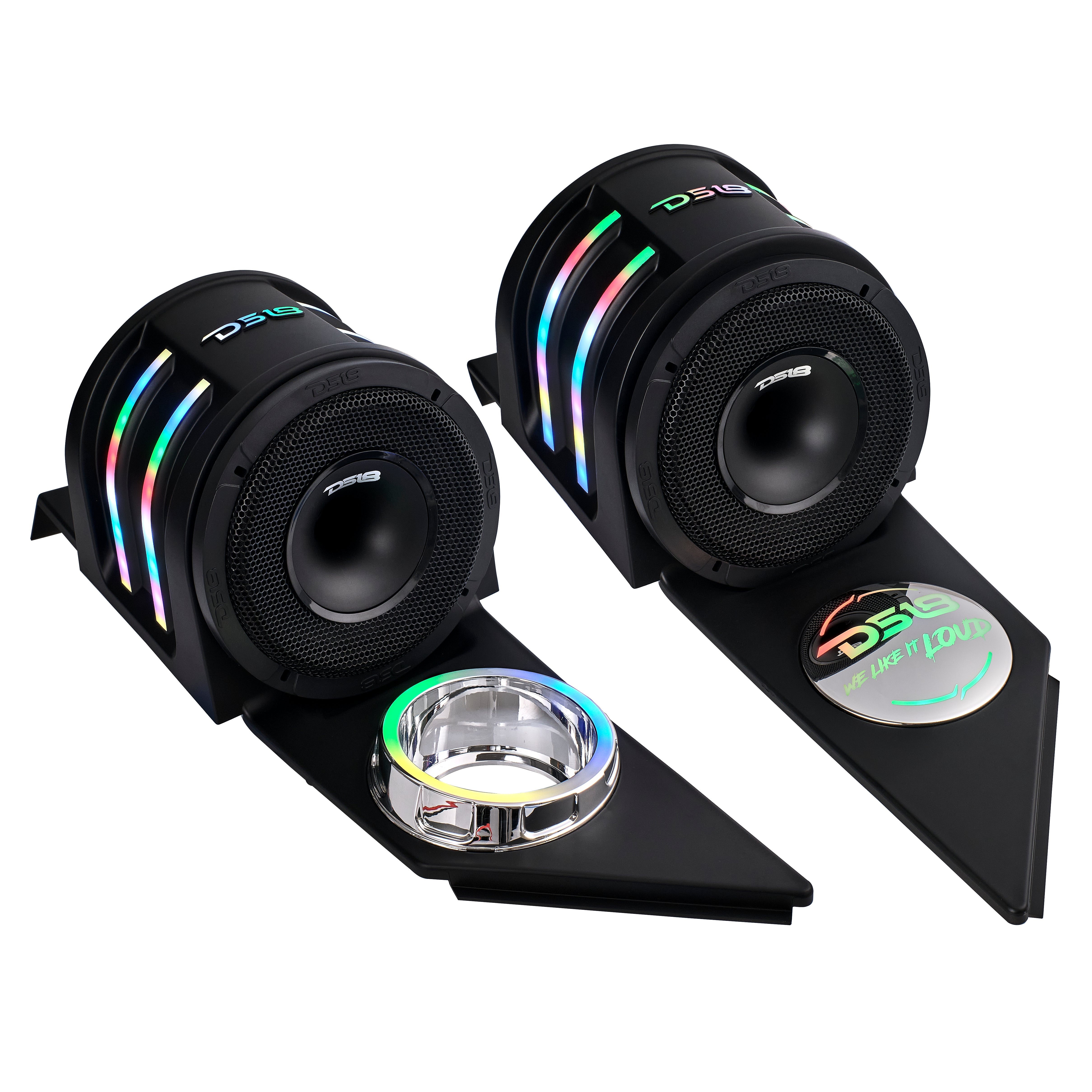 Polaris Slingshot Headrest Empty Enclosure With Digital LED Lights fits 4 x 6.5" Speakers | 2015 - Current