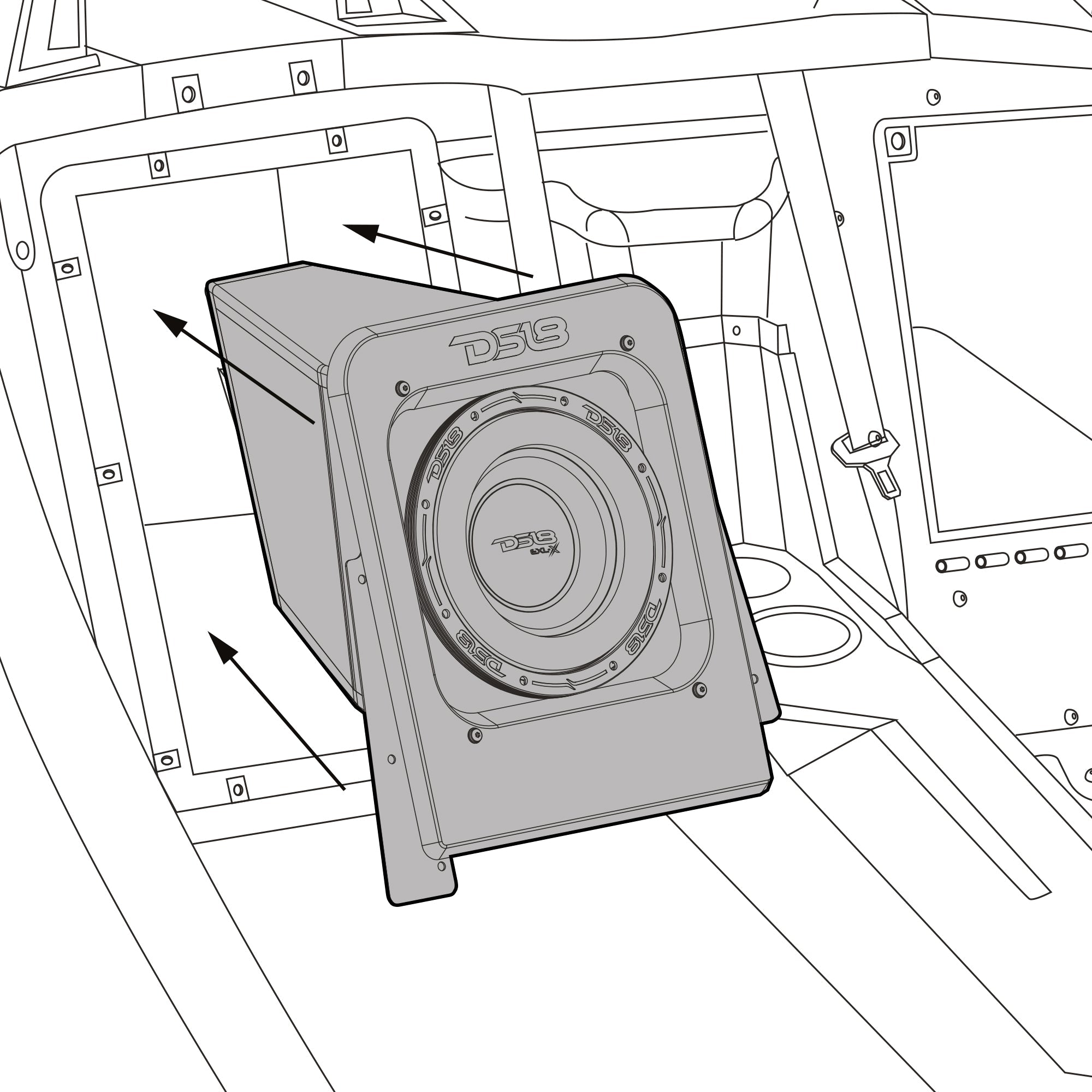 Polaris Slingshot Loaded Rear Sealed 10" Subwoofer Enclosure | Fits Either Passenger or Driver Side | 2015 - Current