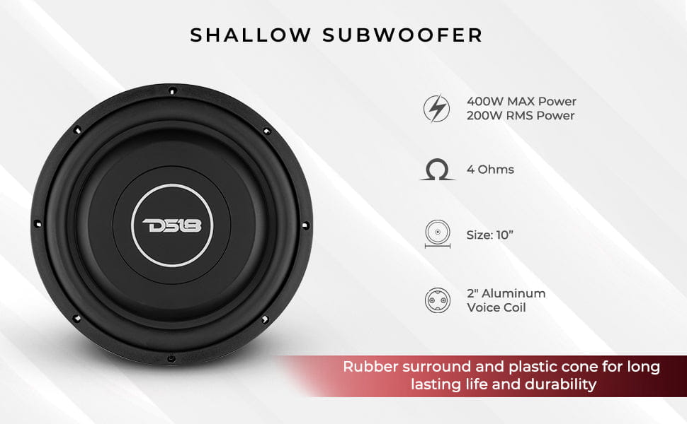 Srw Shallow-mount 10’’ Subwoofer 200 Watts Rms Svc 4-ohm