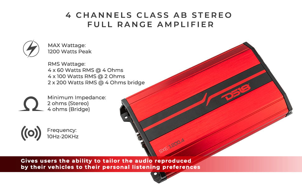 Sxe Class A/b 4-channel Full-range Car Amplifier 4 x 60 Rms