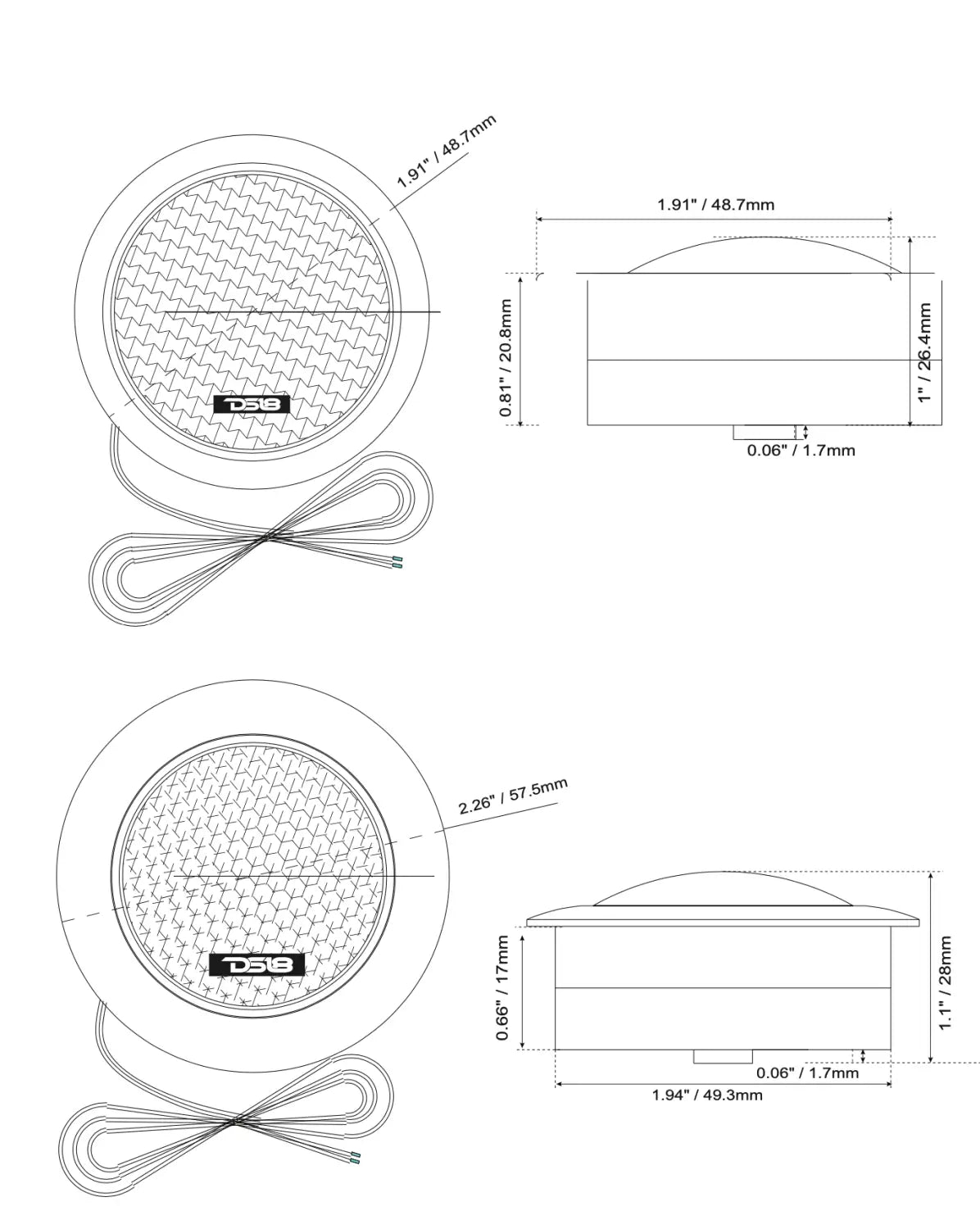 1.92’’ Dome Neodymium Tweeter with Aluminum Body 60