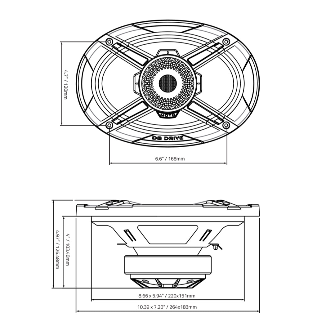 DB Drive WDX69MOTO-CD 6"×9" Moto 2-Way Loudspeakers W/Back mounted Compression Driver (1 Pair)