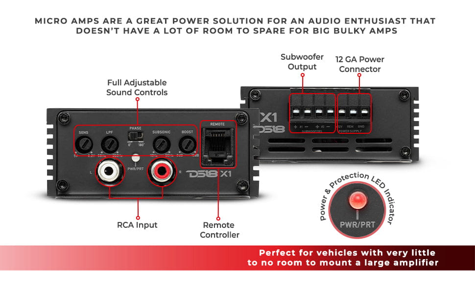 X 1-channel Ultra Compact Class d Amplifier 300 Watts Rms