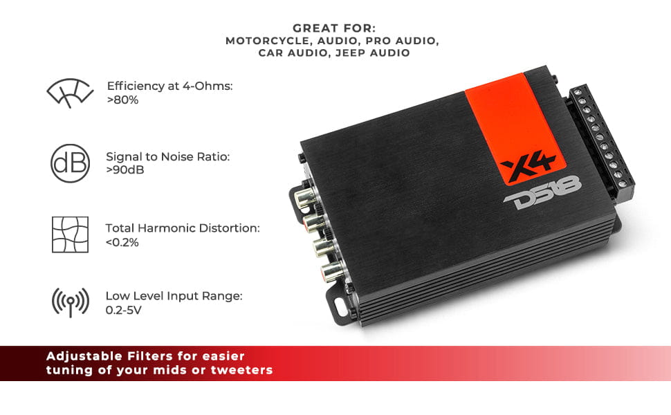 X 4-channel Ultra Compact Class d Amplifier 4 70 Watts Rms