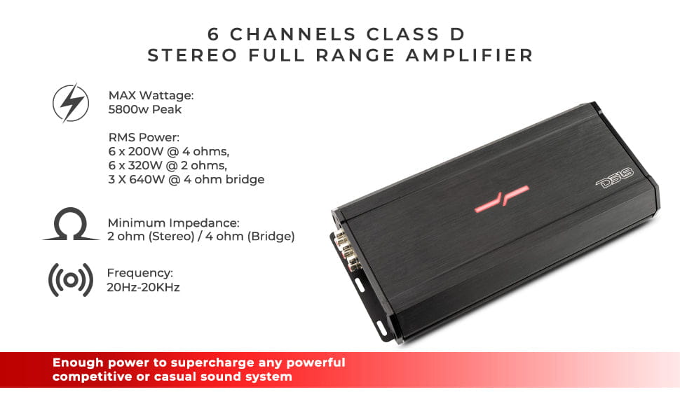 Zxi 6-channel Class d Amplifier 6 x 200 Watts Rms @ 4-ohm