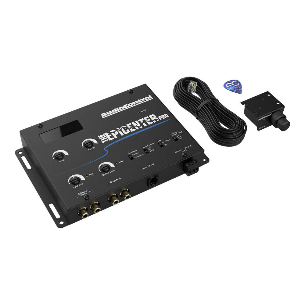 AudioControl EPICENTER PRO with included ACR-4 remote and cable