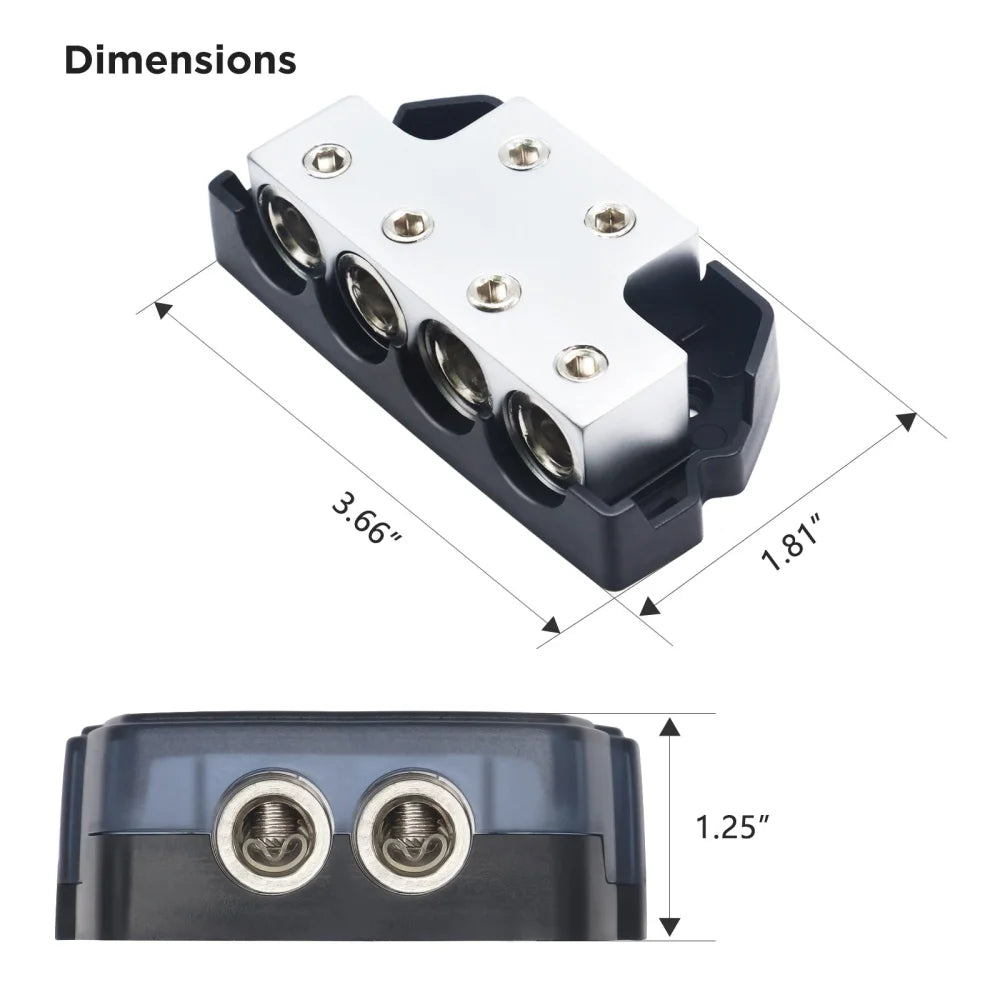 Bdb24 6-way Power Distribution Block 2 x 0/2/4 Gauge in / 4