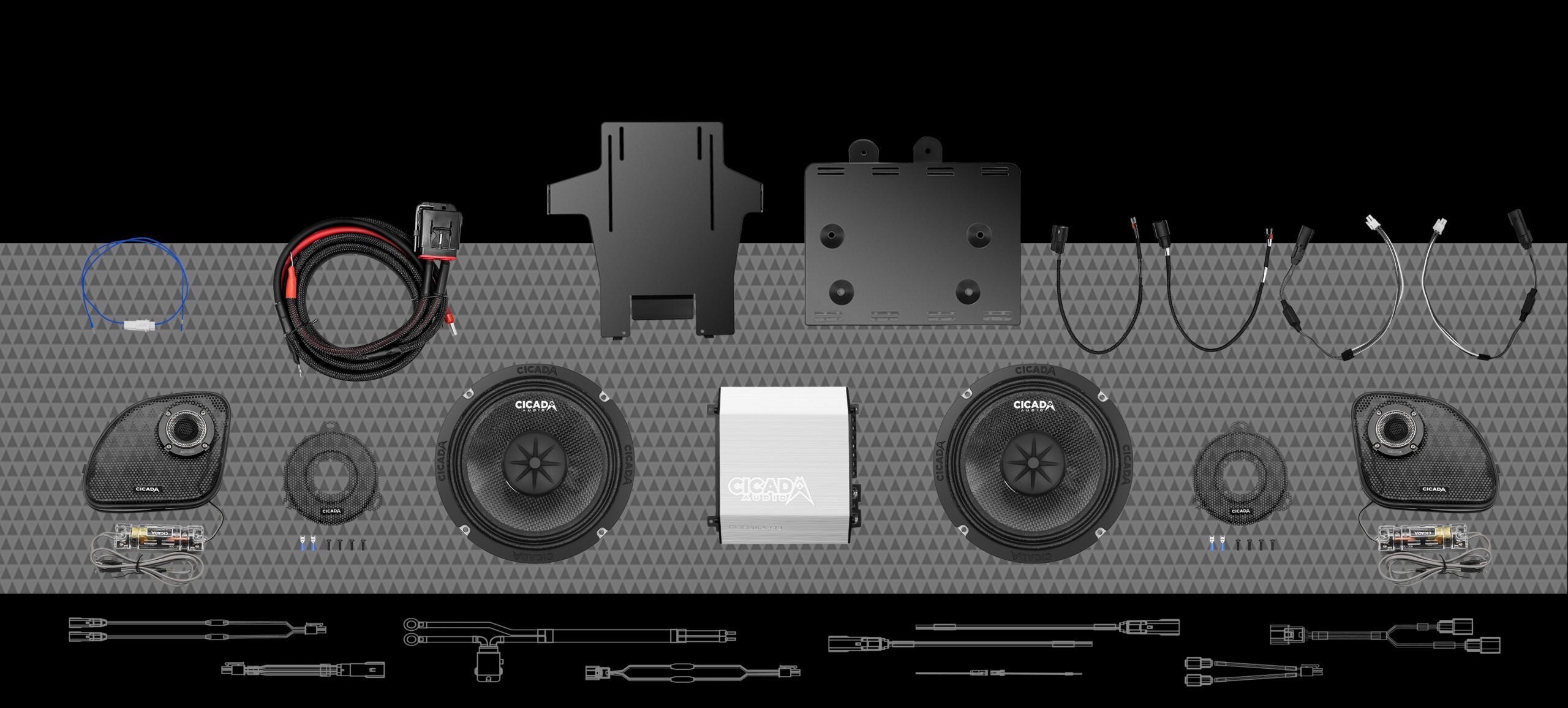 Cicada Audio 14FLXPCM-4X4 Level 4 PRO 2014-2023 Harley-Davidson Touring component front-stage system