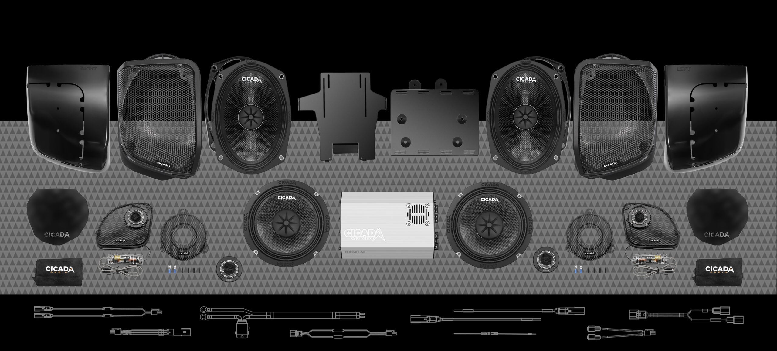 Cicada Audio 14FLXPCM-4X8 Level 4 PRO 2014-2023 Harley-Davidson Bagger component full-stage system