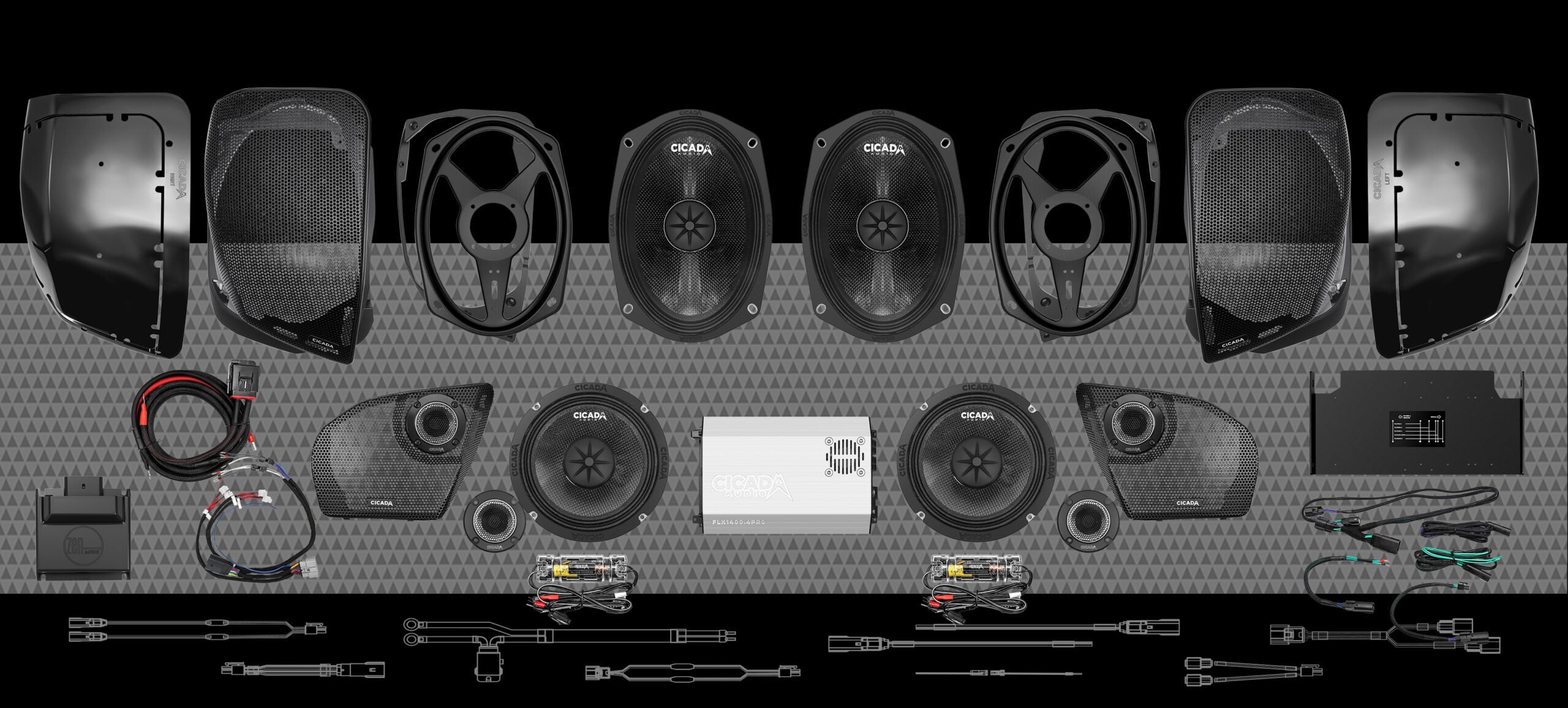 Cicada Audio 24FLXPCM-4X8RG Level 4 PRO 2024+ Road Glide component full-stage system
