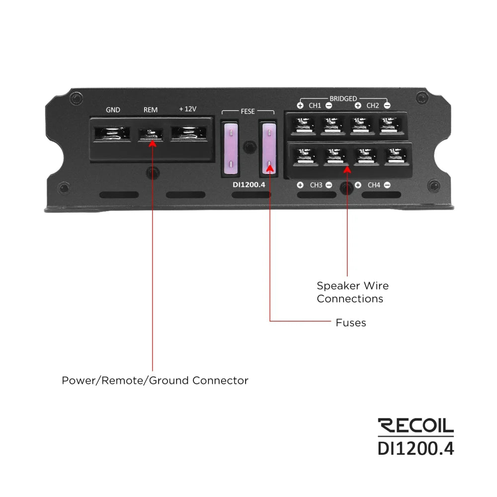 Recoil Di1200.4 Full-range Class-d 4-channel Car Audio