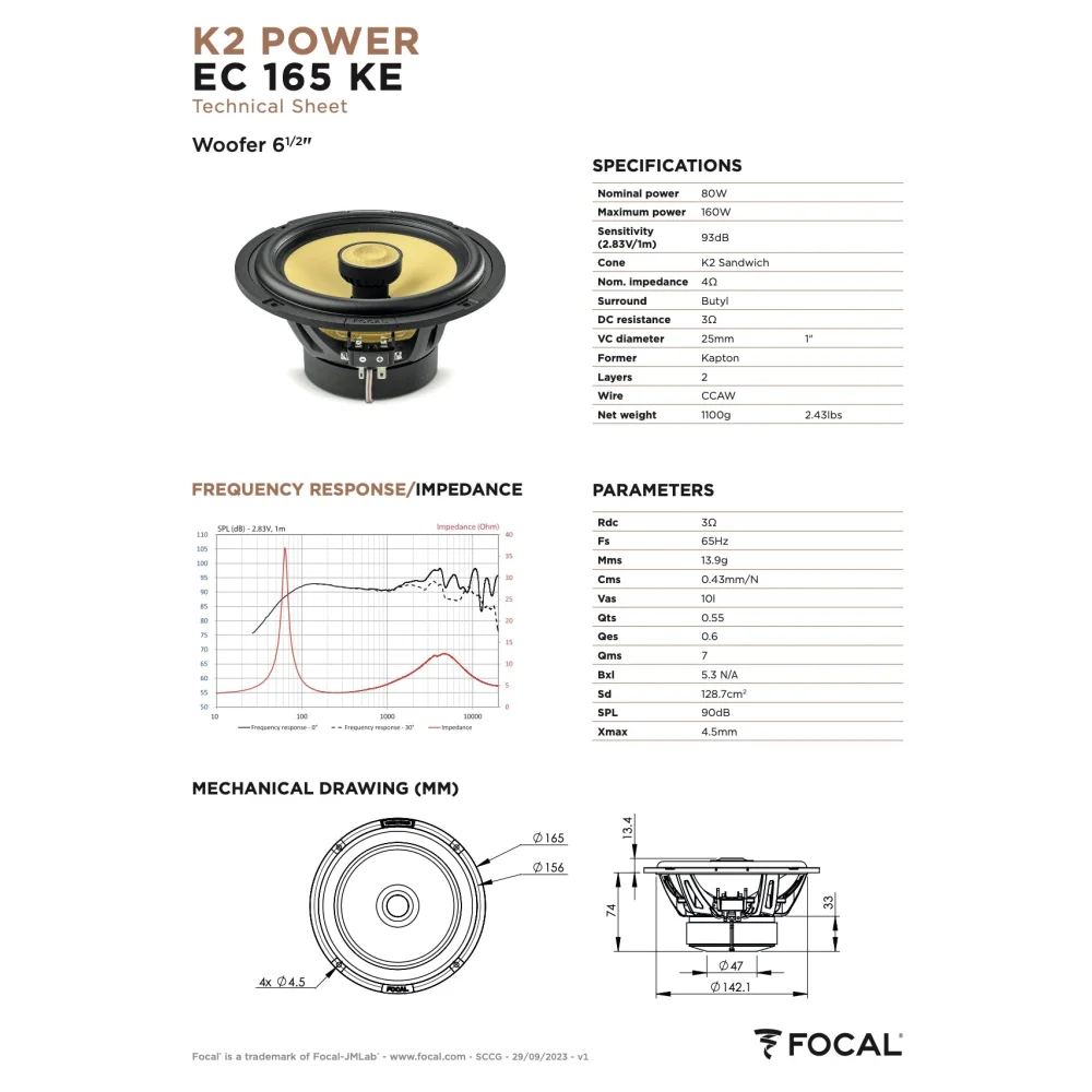 Ec 165 Ke Focal K2 Power Evo 6.5’’ 6 1/2 Inch Kevlar