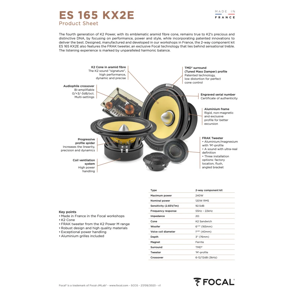 Es 165 Kx2e Focal K2 Power Evo 6.5’’ 2-way Component